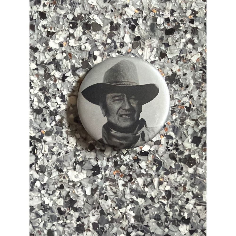 Vintage John Wayne Pinback Button Black White Portrait The Duke Western Movie